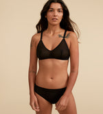 Culotte tulle et soutien-gorge lesoft noirs sur un mannequin taille small et 90B